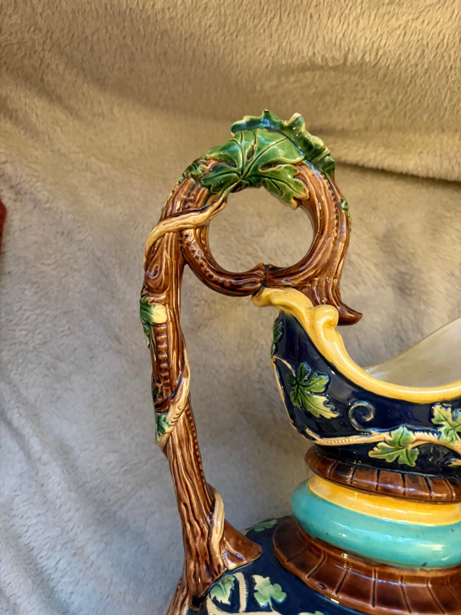 Pair Of Slipware Pitchers With A Character's Head-photo-2