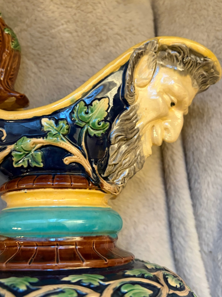 Pair Of Slipware Pitchers With A Character's Head-photo-5