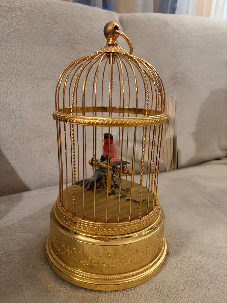 Reuge Two Singing Birds In A Golden Birdcage-photo-2