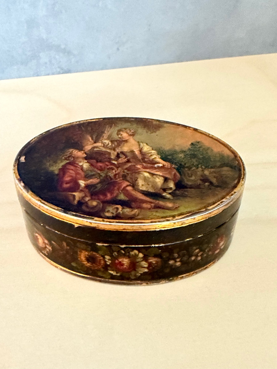 BOITE ARGENT ORNÉE D’UNE MINIATURE -photo-2
