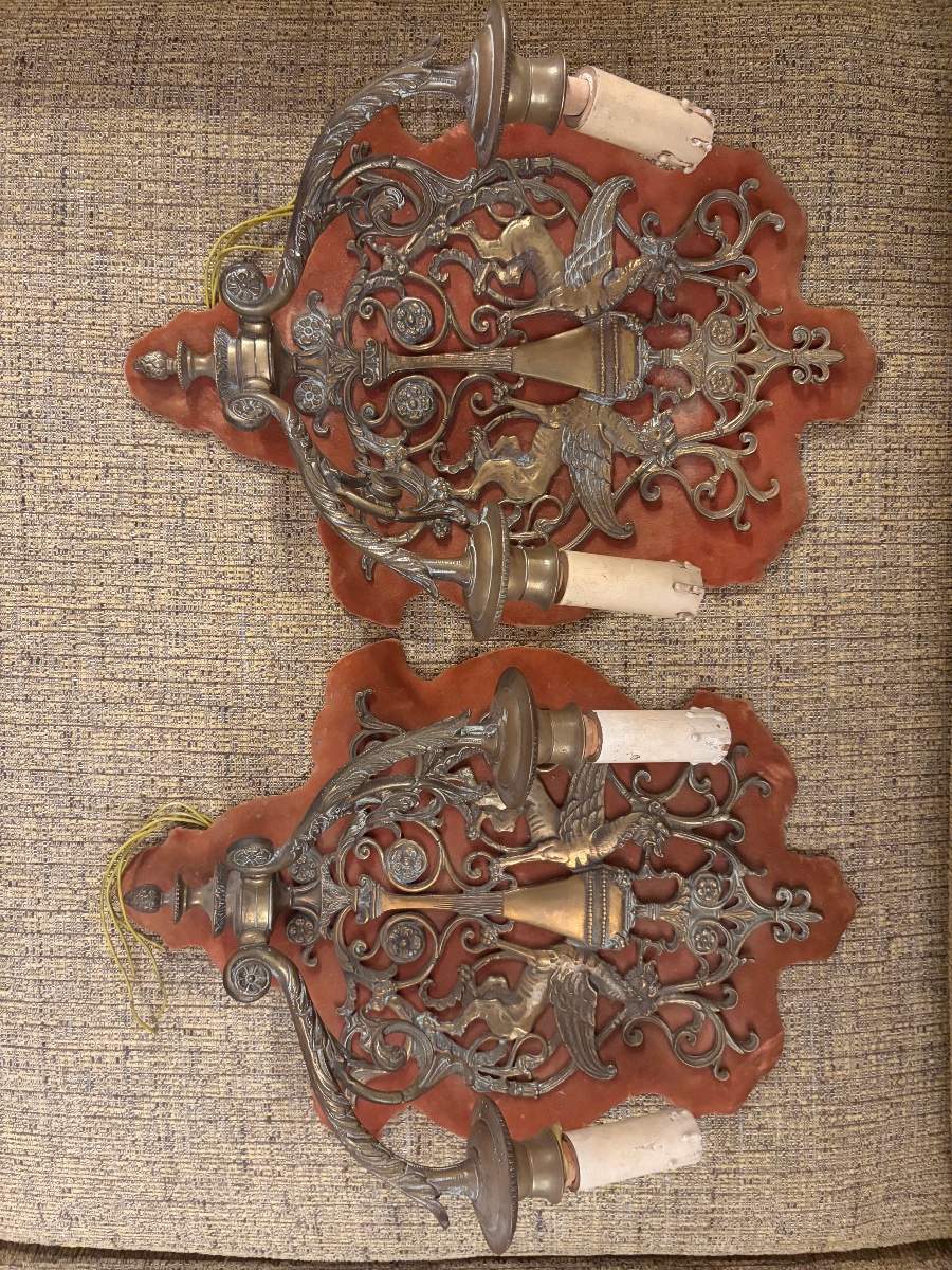 Paire d applique en bronze  chimère -photo-3