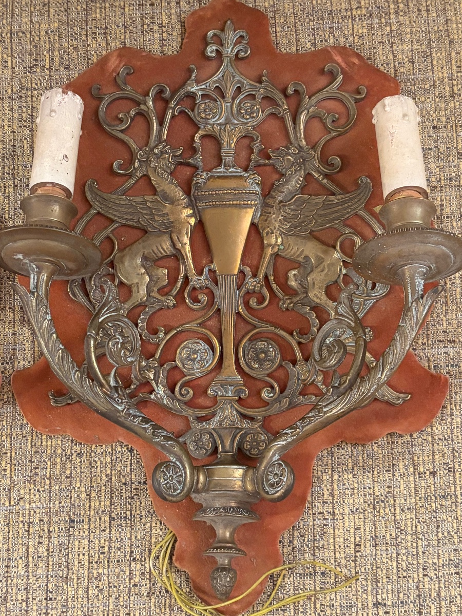 Paire d applique en bronze  chimère -photo-4