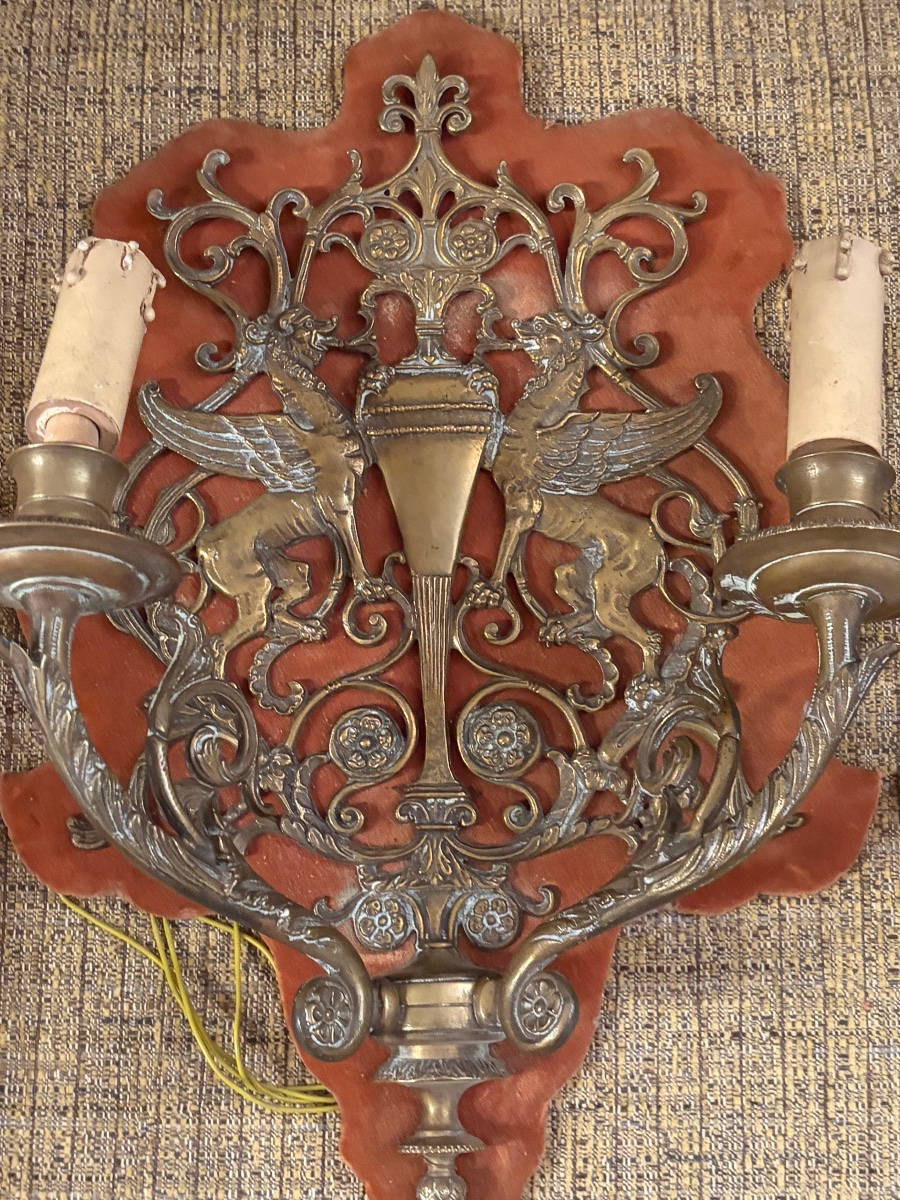 Paire d applique en bronze  chimère -photo-5