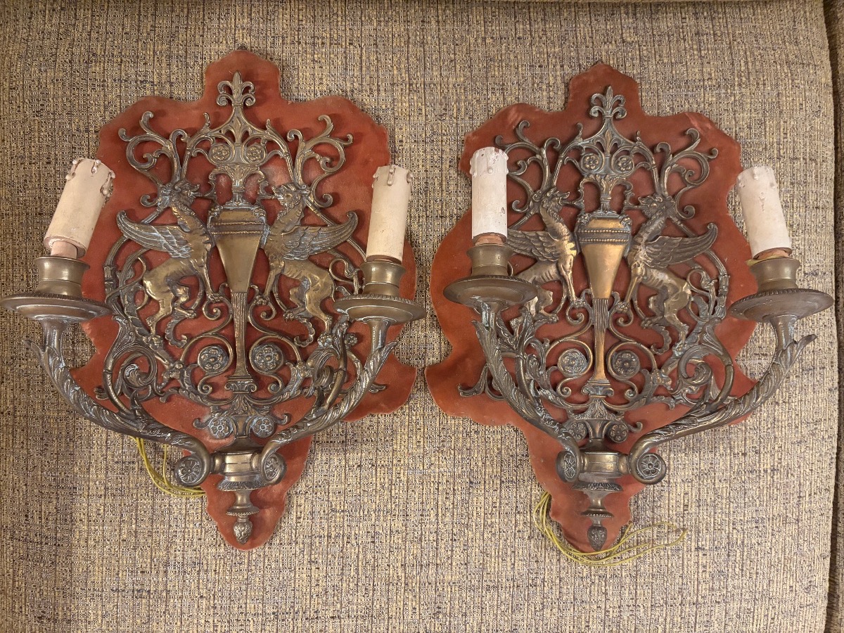 Paire d applique en bronze  chimère 