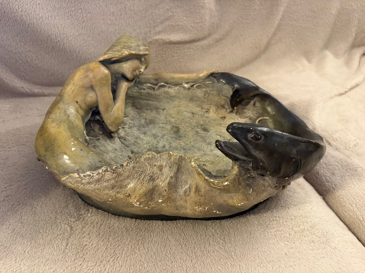 Art Nouveau / Austrian Jugendstil-style Dish, Featuring A Fish-woman,-photo-5
