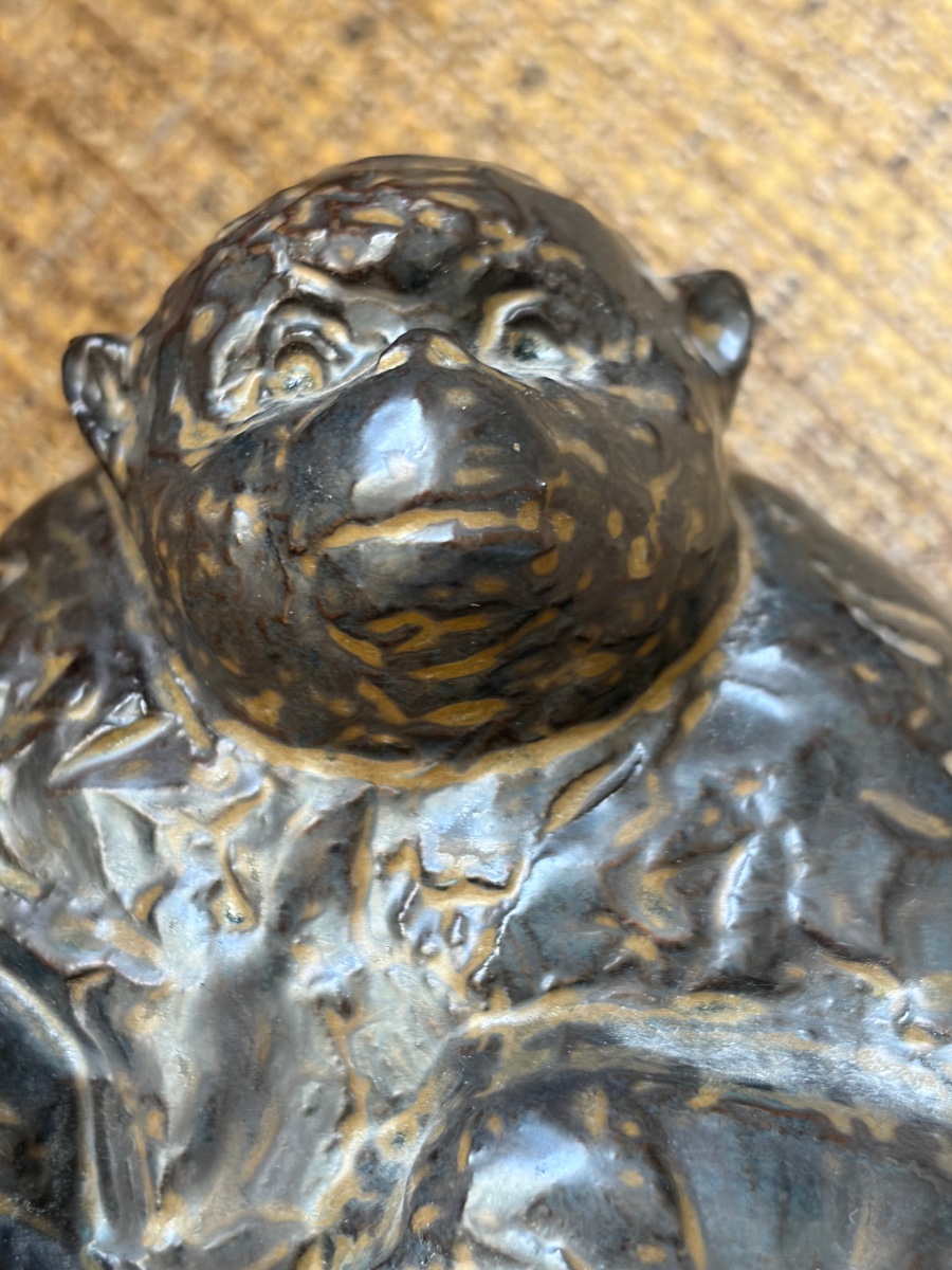Singe céramique bronze-photo-2