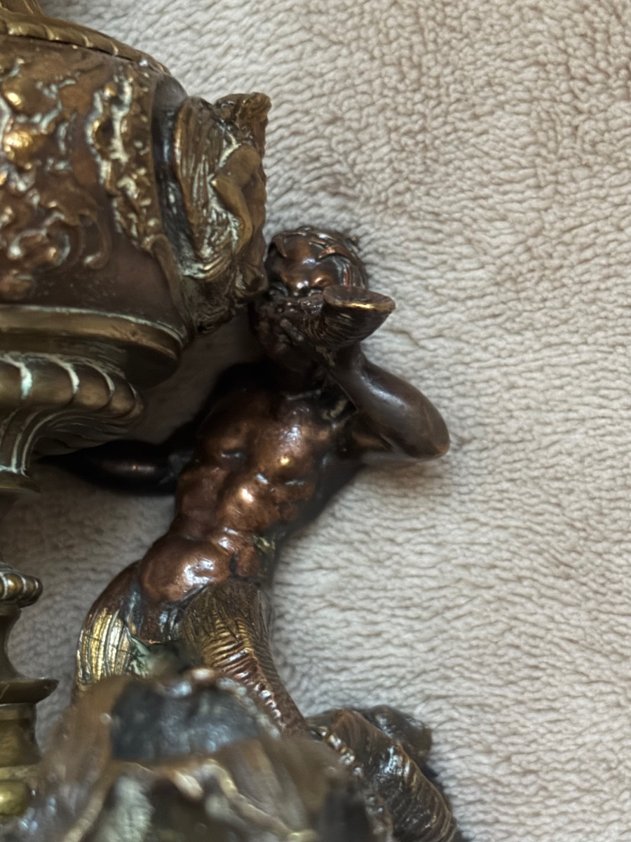 Bronze Vase With Underwater Scene Design -photo-2