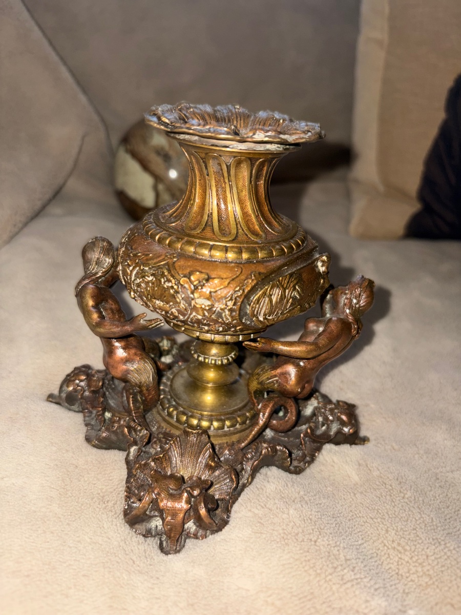 Bronze Vase With Underwater Scene Design -photo-3