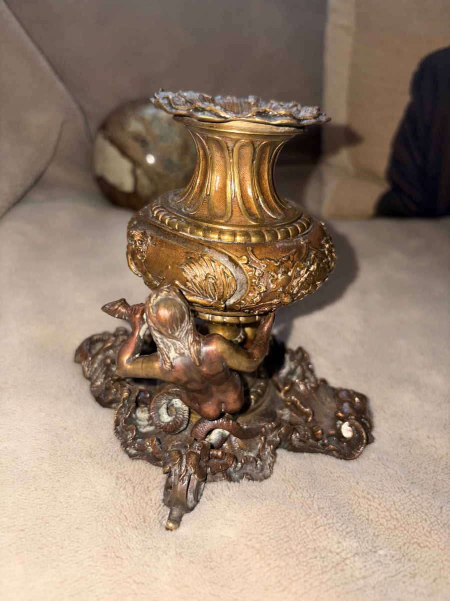 Bronze Vase With Underwater Scene Design -photo-4