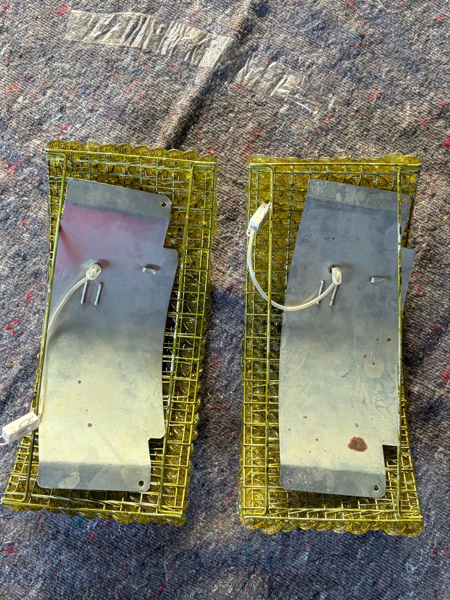 Pair Of Glass Flower Wall Sconces -photo-4