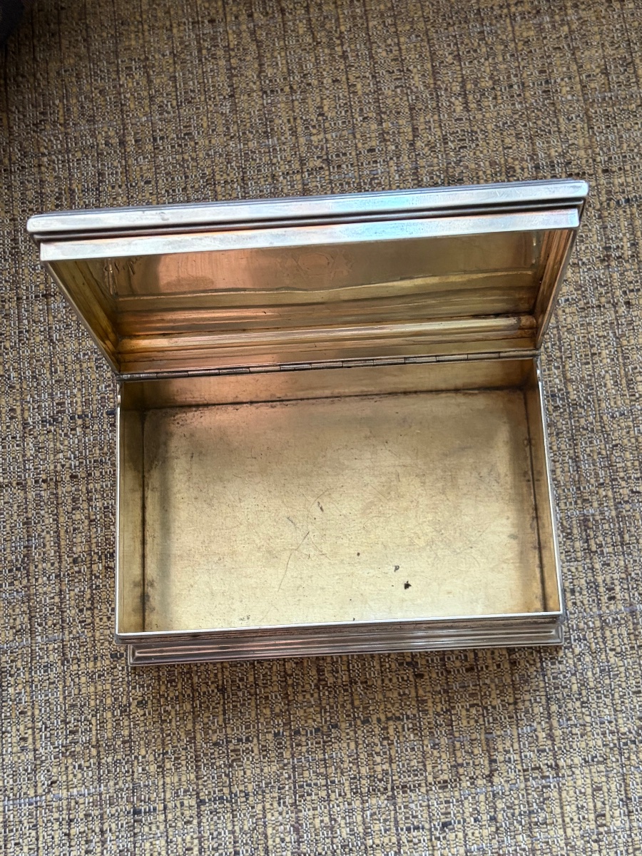 Large Solid Silver Box. Coat Of Arms-photo-3