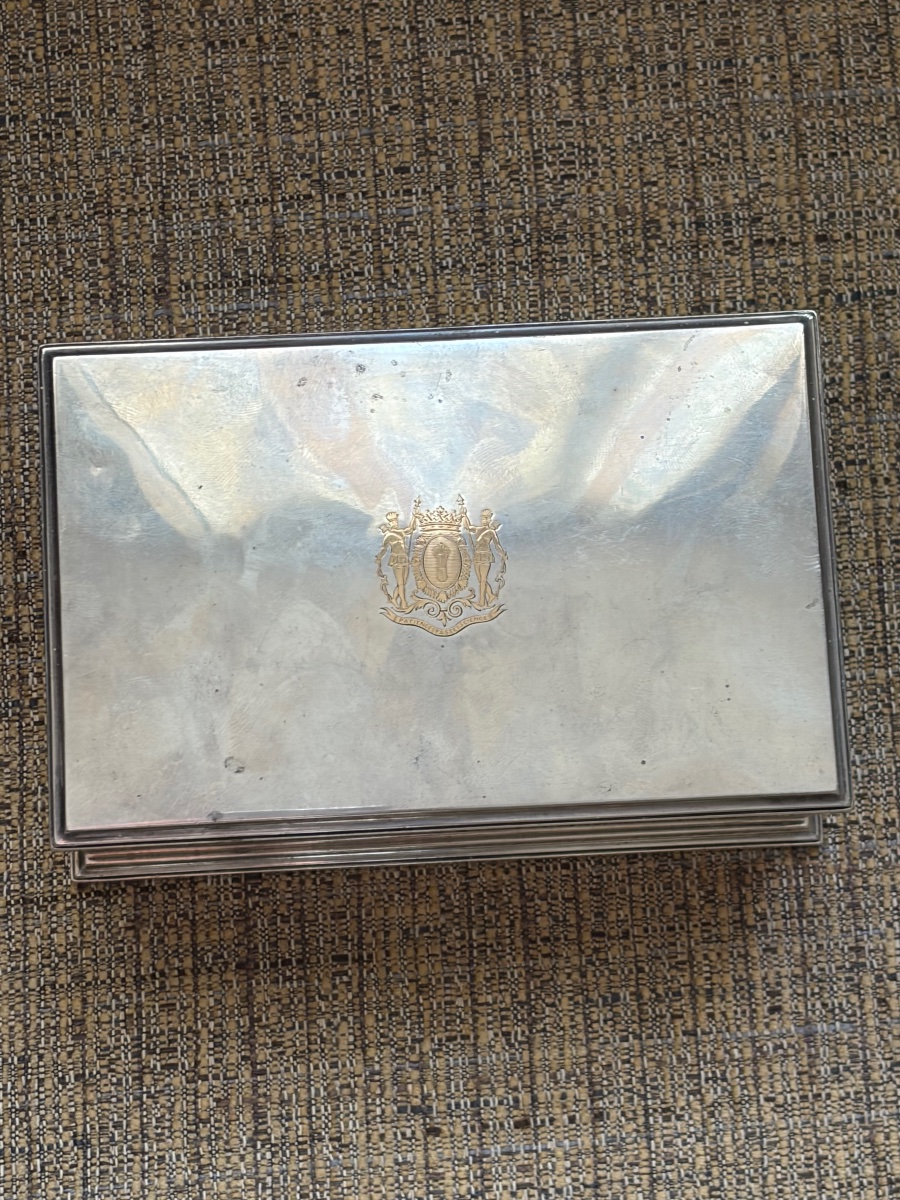 Large Solid Silver Box. Coat Of Arms