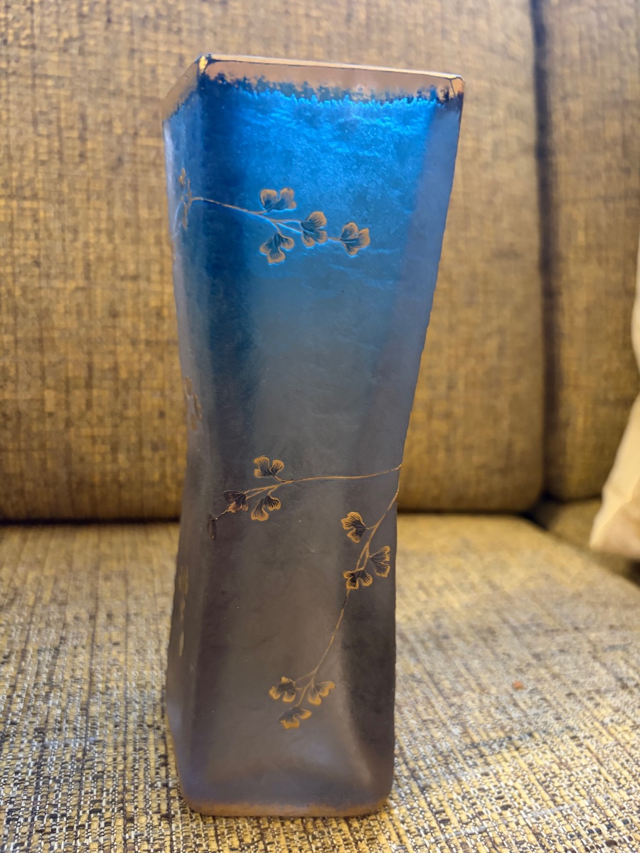 VASE EN VERRE MULTI COUCHE DAUM DÉCOR EXOTIQUE -photo-4