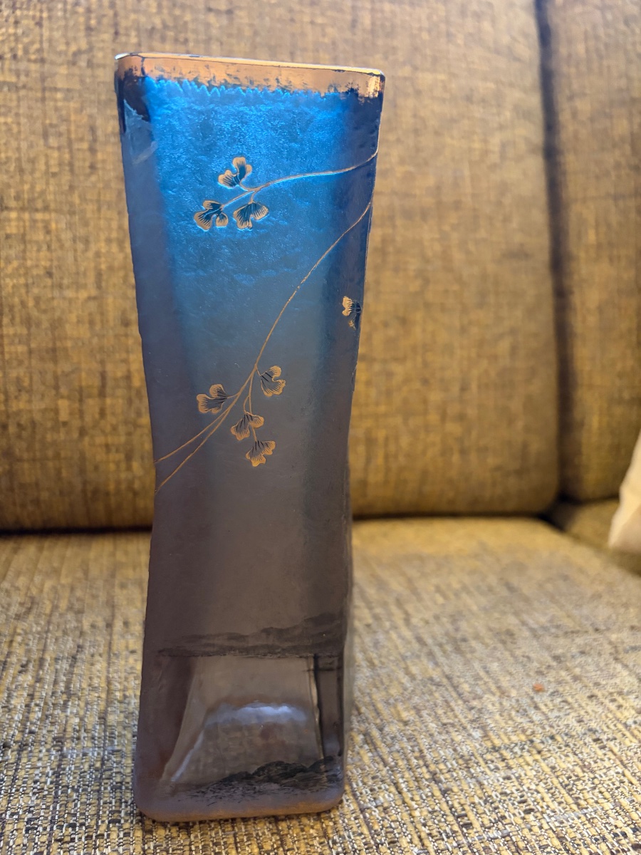VASE EN VERRE MULTI COUCHE DAUM DÉCOR EXOTIQUE -photo-5