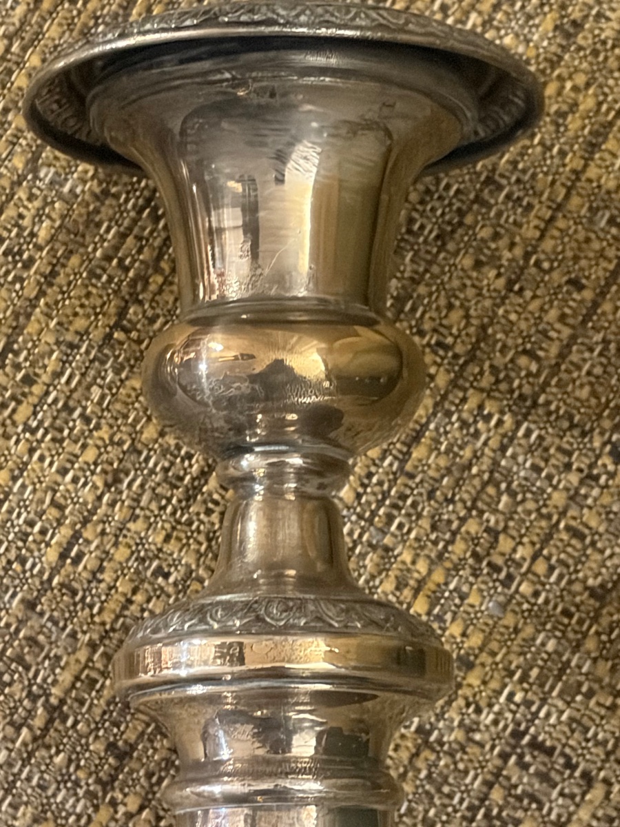 Pair Of Silver-plated Copper Torch Candlesticks, Napoleon III,-photo-5