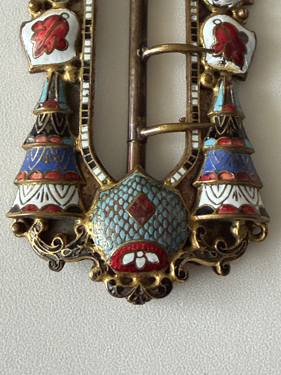 BOUCLE DE CEINTURE EN LAITON CLOISONNÉ-photo-2