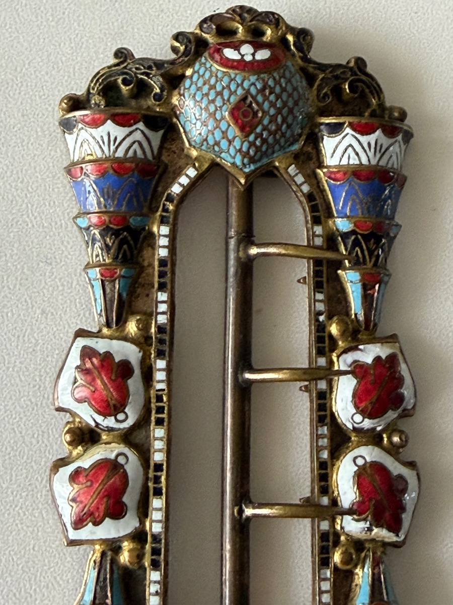 BOUCLE DE CEINTURE EN LAITON CLOISONNÉ-photo-4