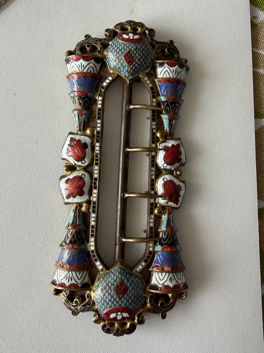 BOUCLE DE CEINTURE EN LAITON CLOISONNÉ-photo-1