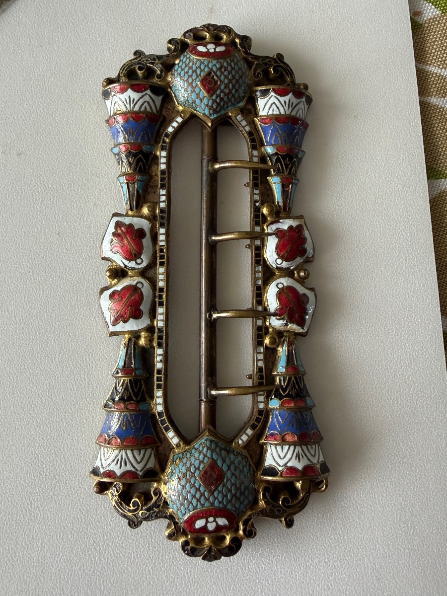 BOUCLE DE CEINTURE EN LAITON CLOISONNÉ