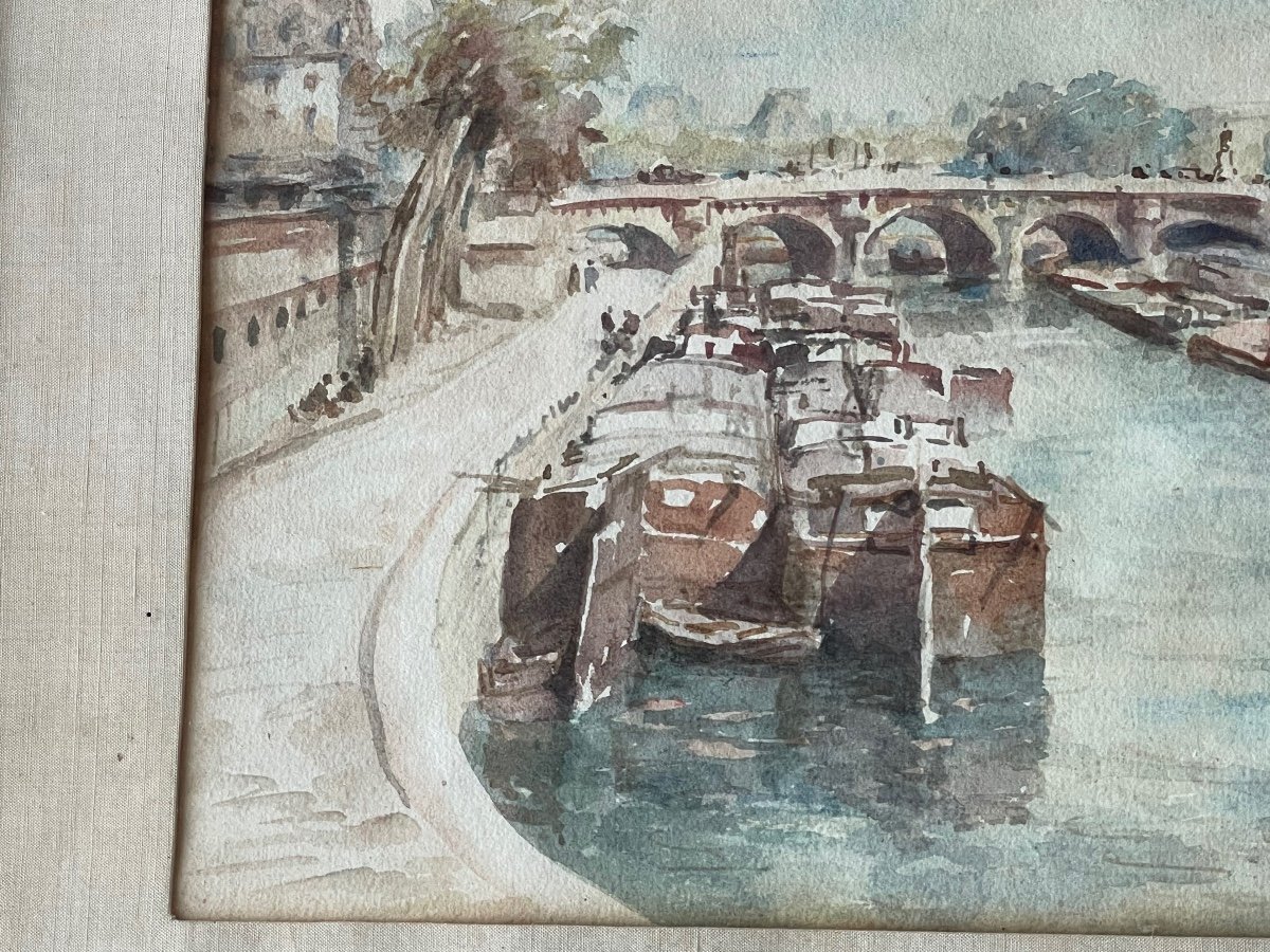 Pierre Chapuis Edge Of The Seine At The Pont Neuf-photo-4