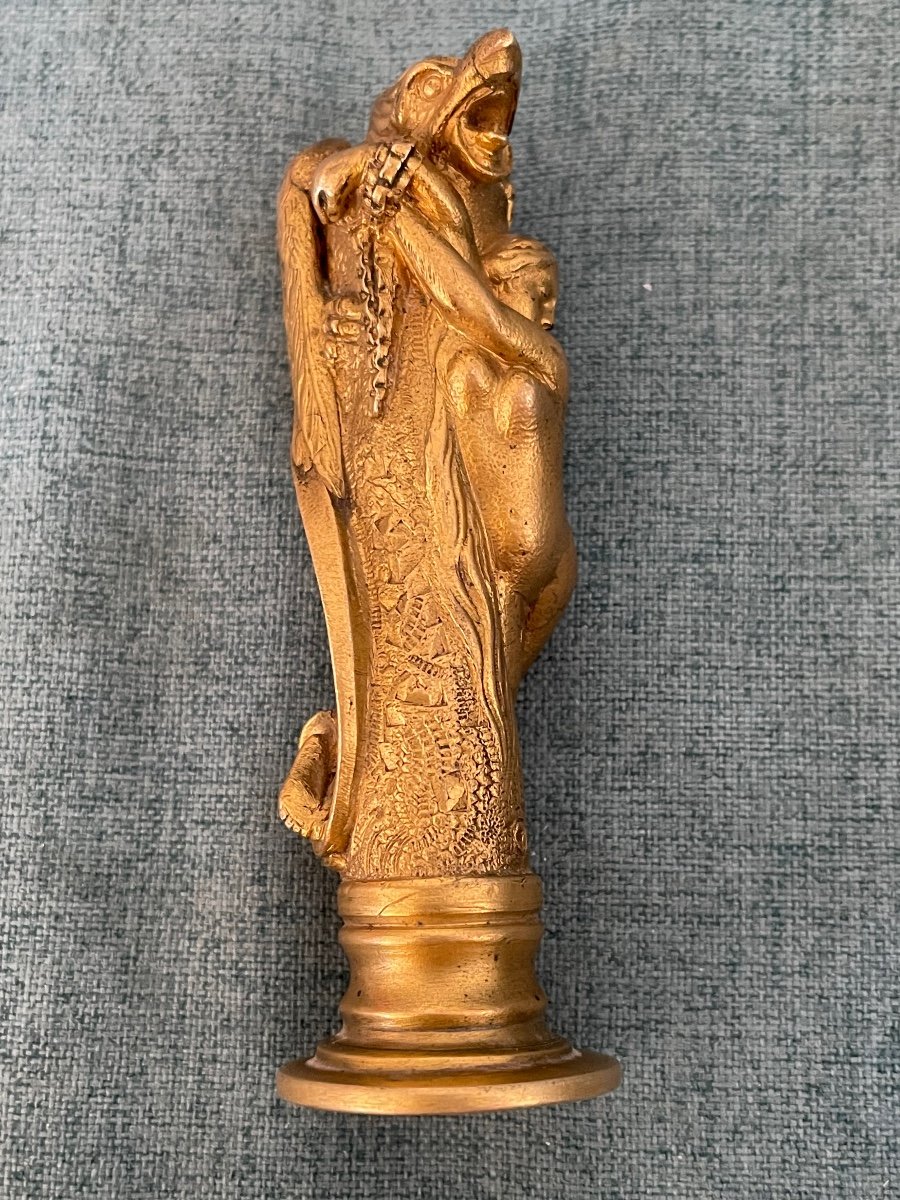 Sceau Bronze Doré Femme à La Chimère -photo-2