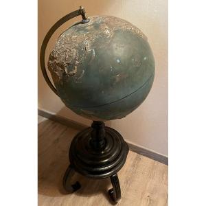 Large World Map In Relief Mountain XIX Diam 50 Cm