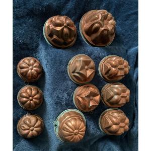 Collection Of 11 Copper Cake Molds