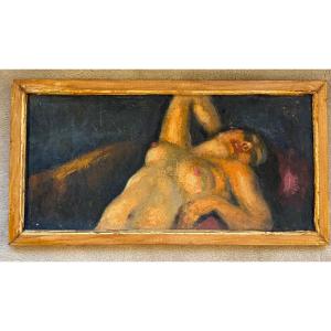 Oil On Cardboard. Female Nude. 