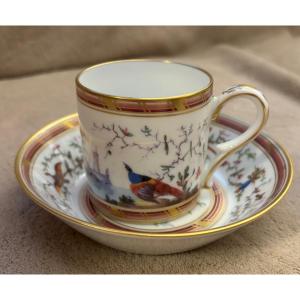 Tasse et soucoupe  litron. Décor XVIII. Limogé