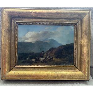 Scène pastorale peint sur cuivre