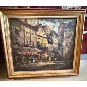 Oils On Canvas. Busy Street 