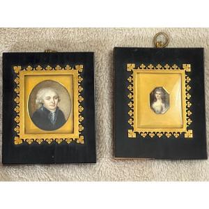 Pair Of Miniature Portraits, 19th Century