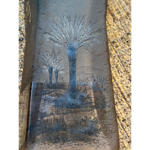 VASE EN VERRE MULTI COUCHE DAUM DÉCOR EXOTIQUE