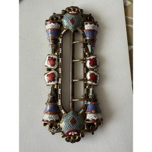 Enameled Brass Belt Buckle