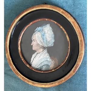 Miniature Portrait De Femme Au Bonnet