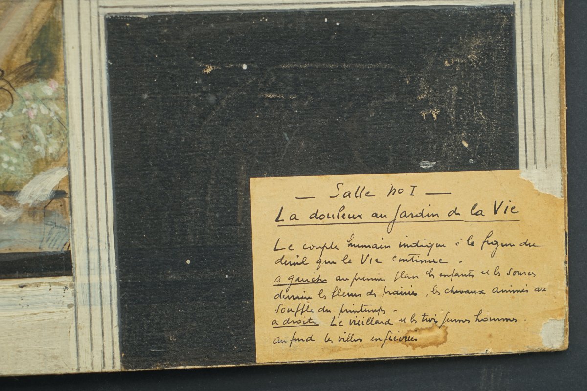 Huile sur carton Eugène Robert Poughéon 1886-1953 surréaliste-photo-3