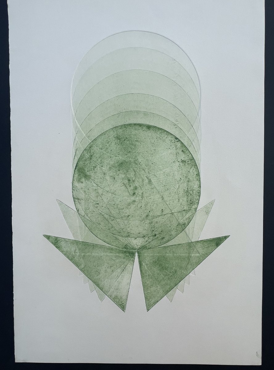 Pol Bury   Eau Forte Couleur 1972 non signée , Abstraction , abstrait -photo-2