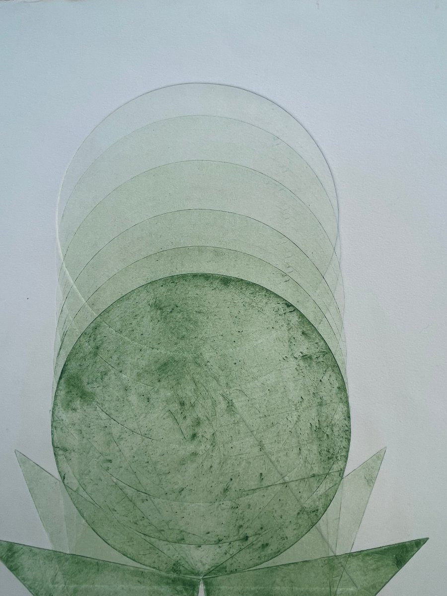 Pol Bury   Eau Forte Couleur 1972 non signée , Abstraction , abstrait -photo-4