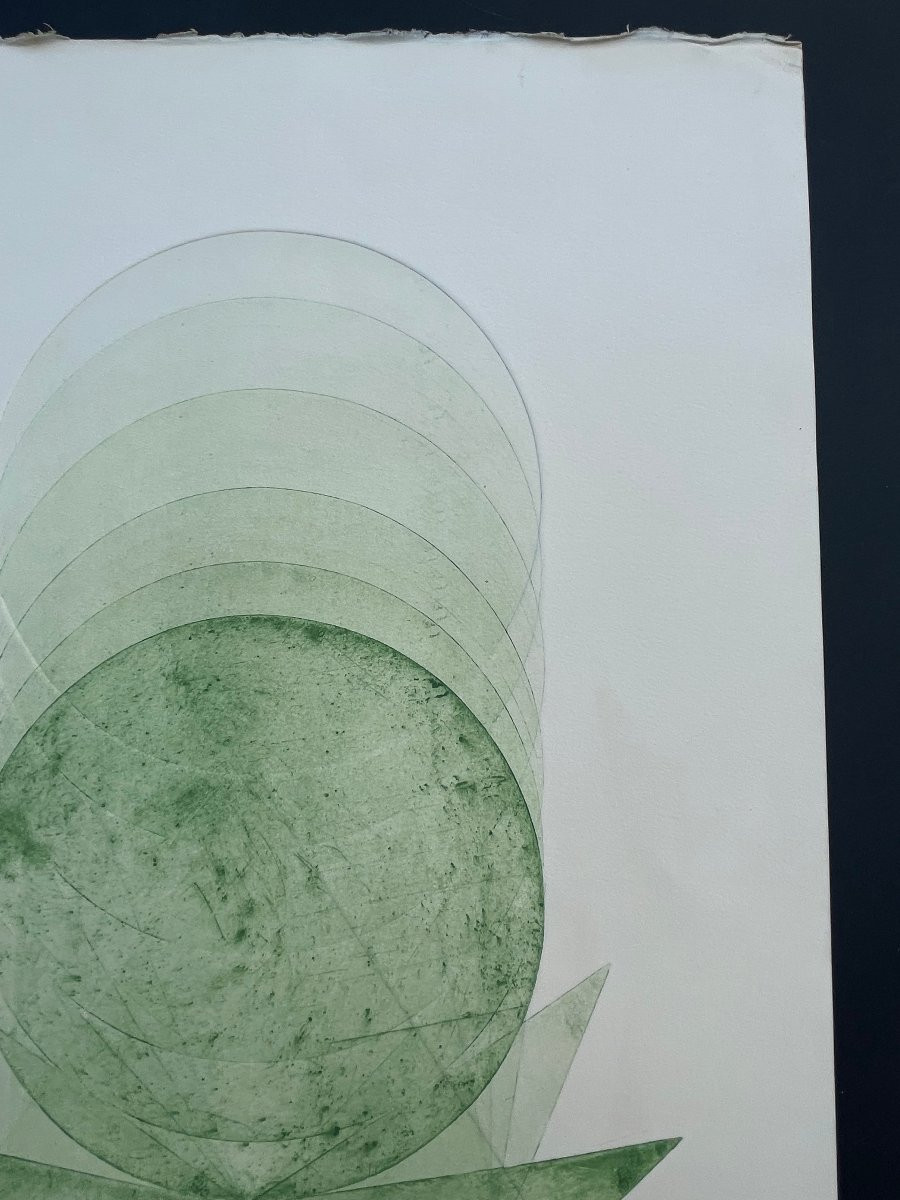 Pol Bury   Eau Forte Couleur 1972 non signée , Abstraction , abstrait -photo-1