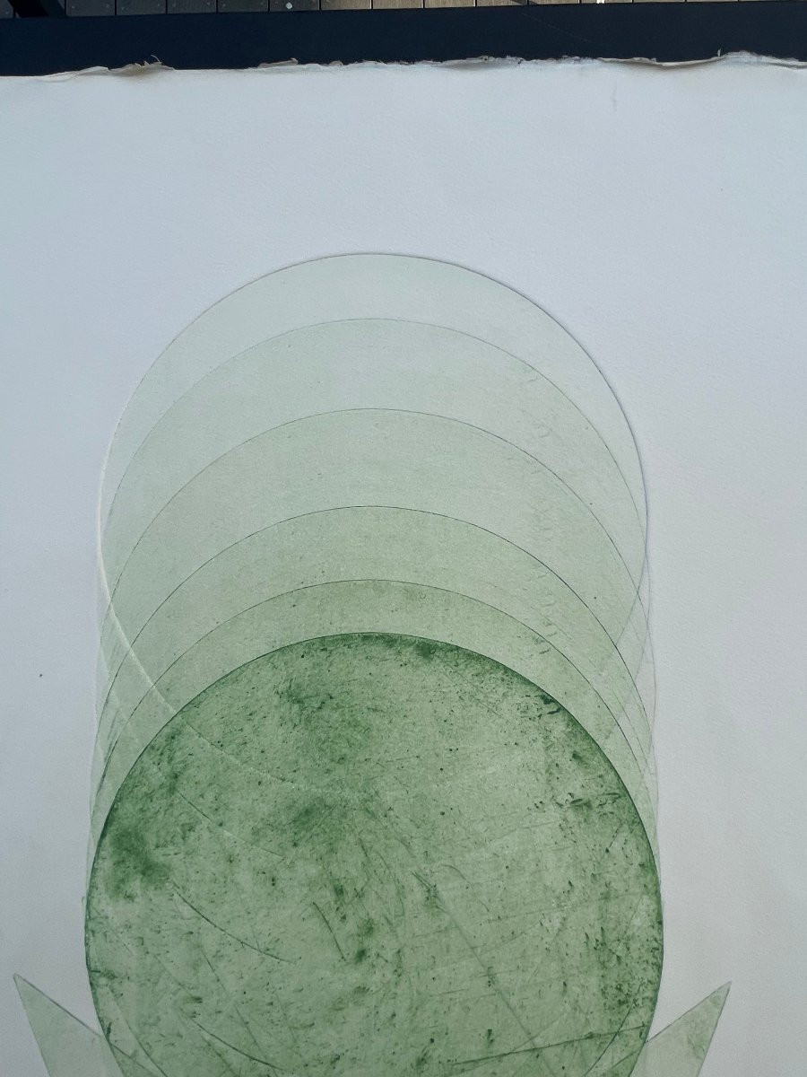 Pol Bury   Eau Forte Couleur 1972 non signée , Abstraction , abstrait -photo-2