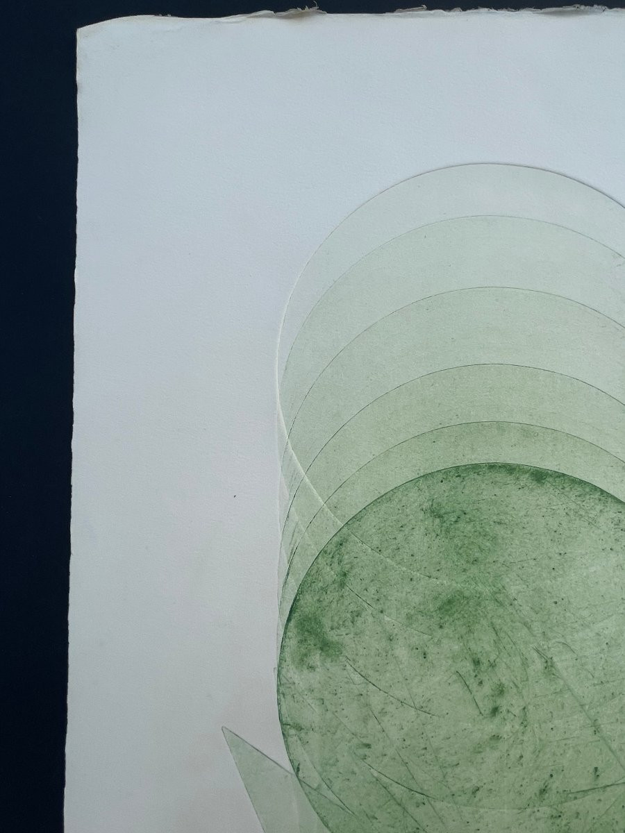 Pol Bury   Eau Forte Couleur 1972 non signée , Abstraction , abstrait -photo-3