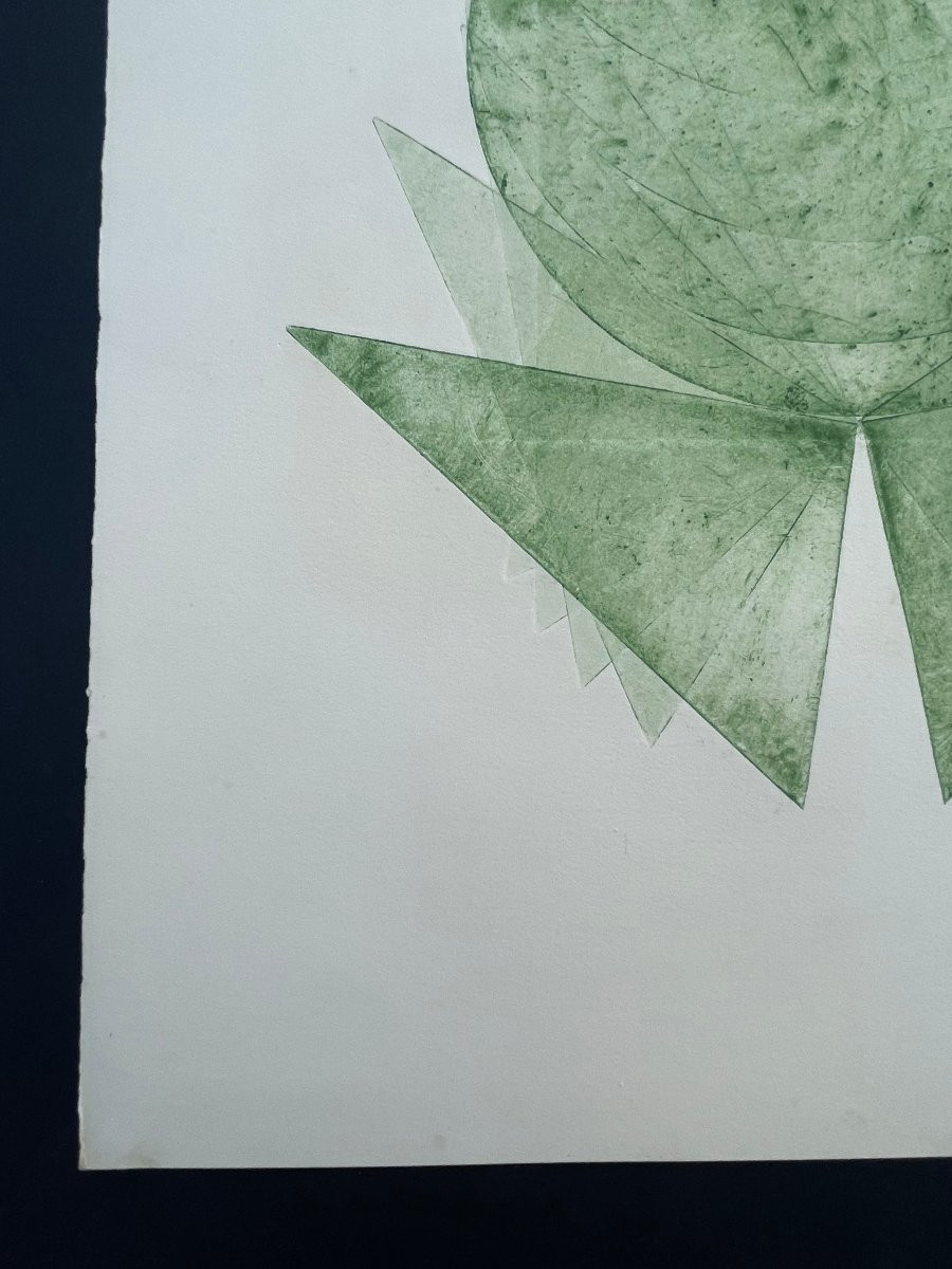 Pol Bury   Eau Forte Couleur 1972 non signée , Abstraction , abstrait -photo-5