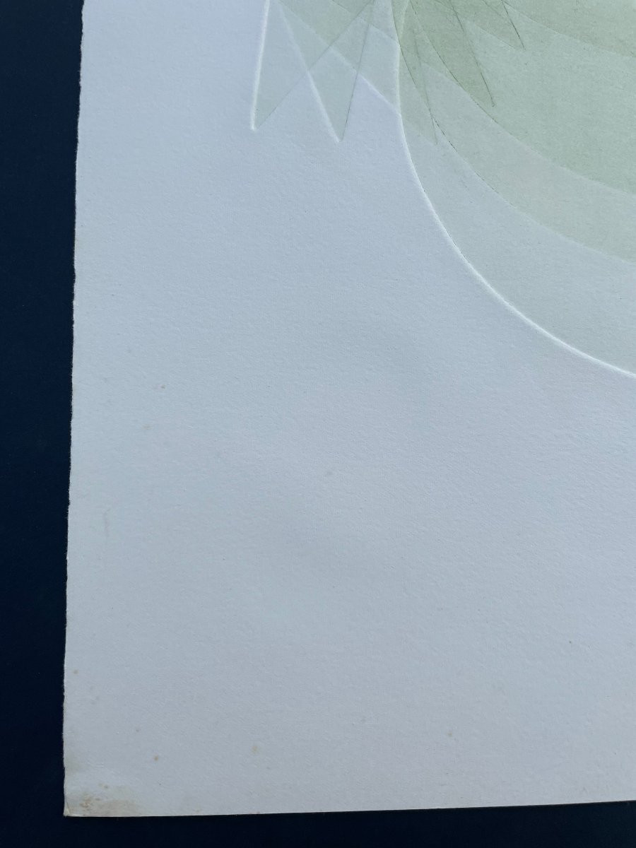 Pol Bury  Eau Forte Couleur 1972 non signée , Abstraction , abstrait -photo-3