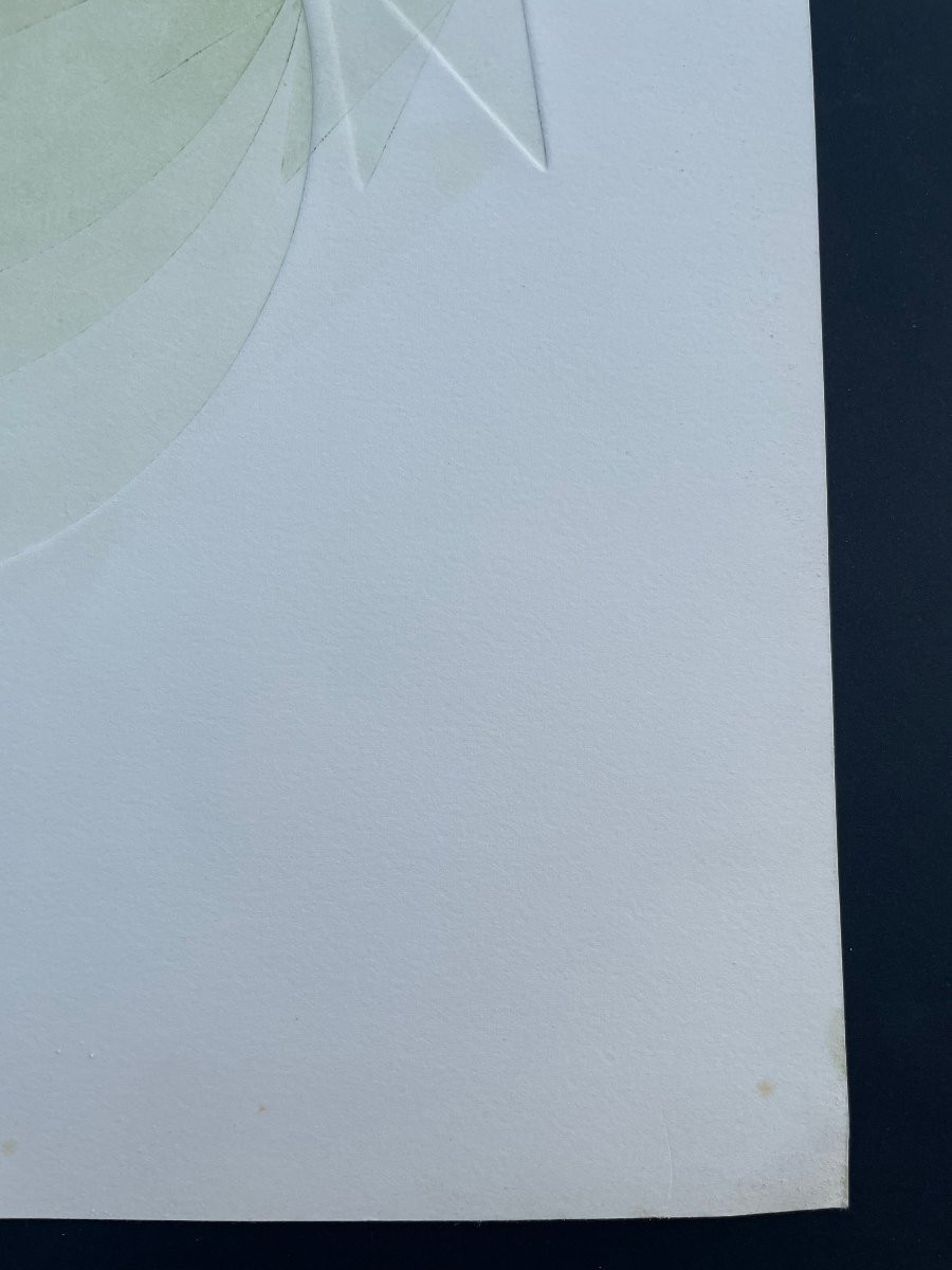 Pol Bury  Eau Forte Couleur 1972 non signée , Abstraction , abstrait -photo-5