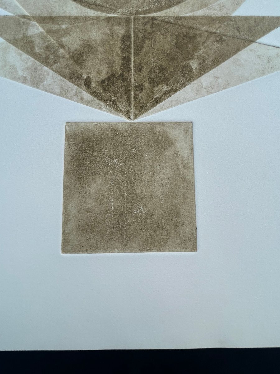 Pol Bury  Eau Forte Couleur 1972 non signée , Abstraction , abstrait -photo-1