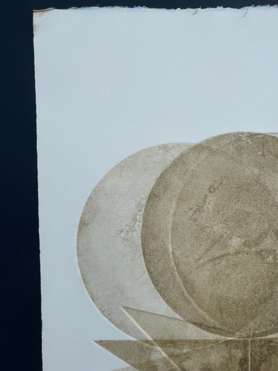 Pol Bury  Eau Forte Couleur 1972 non signée , Abstraction , abstrait -photo-2