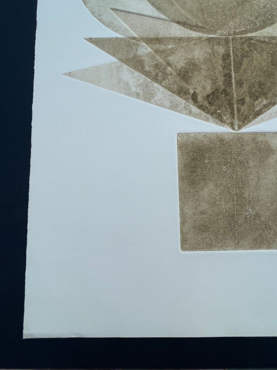 Pol Bury  Eau Forte Couleur 1972 non signée , Abstraction , abstrait -photo-6