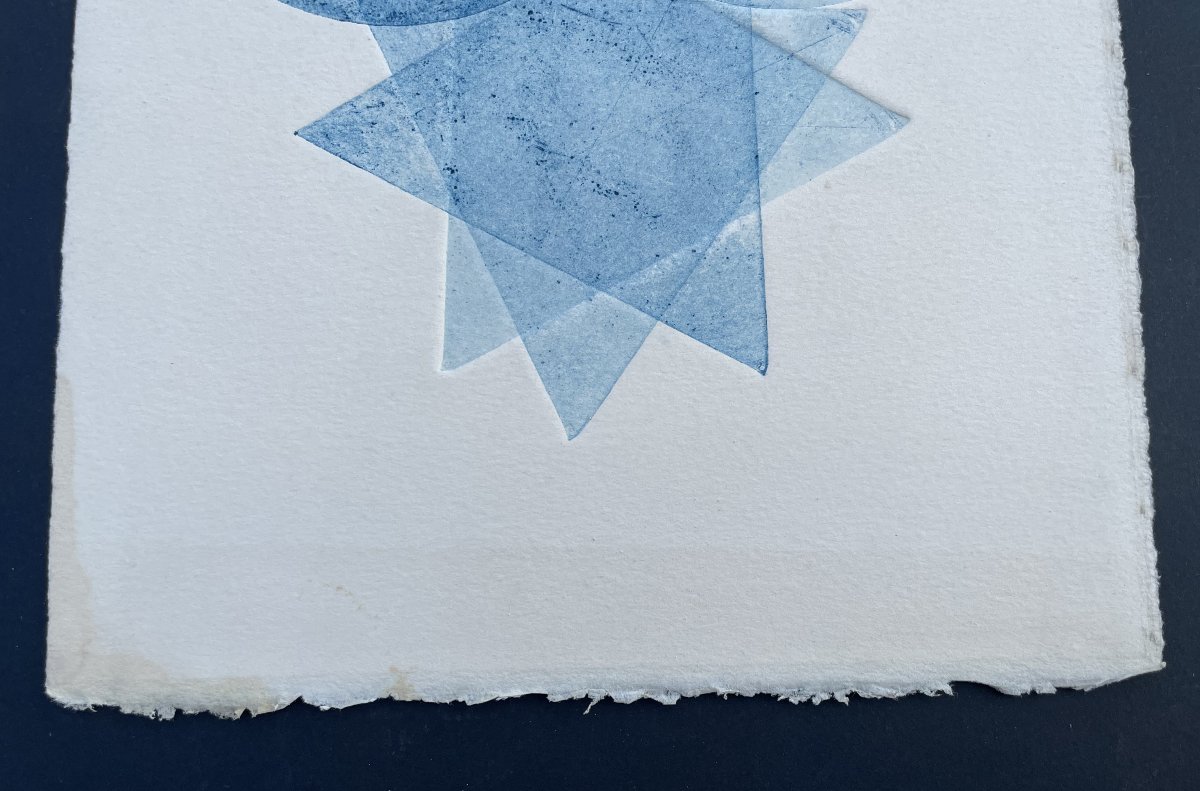 Pol Bury   Petite Eau Forte Couleur 1972 non signée , Abstraction -photo-4