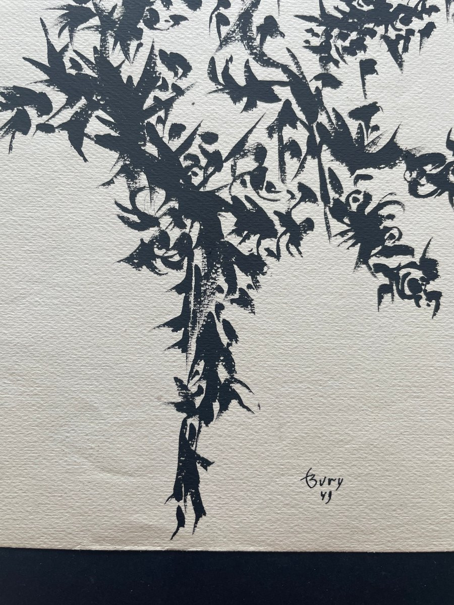 Encre de Chine sign&eacute;e Pol Bury  dat&eacute;e 49 , Abstraction Surr&eacute;alisme -photo-3