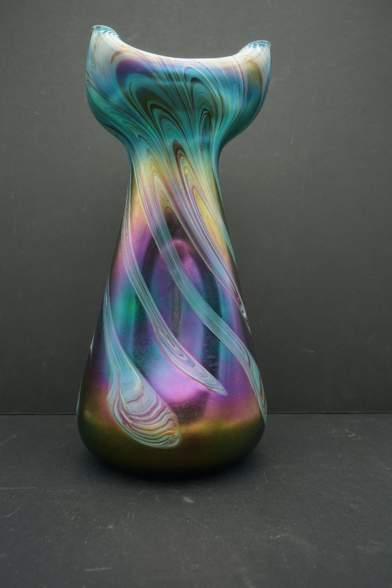 Large 1900 Bohemian Glass Vase Johann Loetz Art Nouveau-photo-3